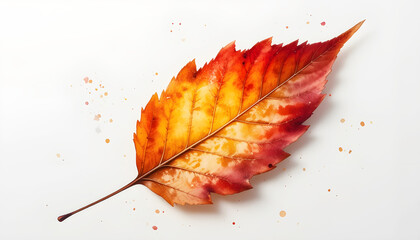 Autumn leaf, vibrant fall colors, watercolor style, isolated white background