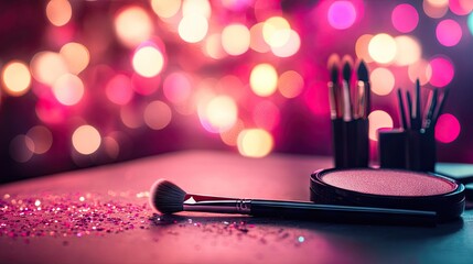 Beauty product staged with a blurred bokeh effect in the background