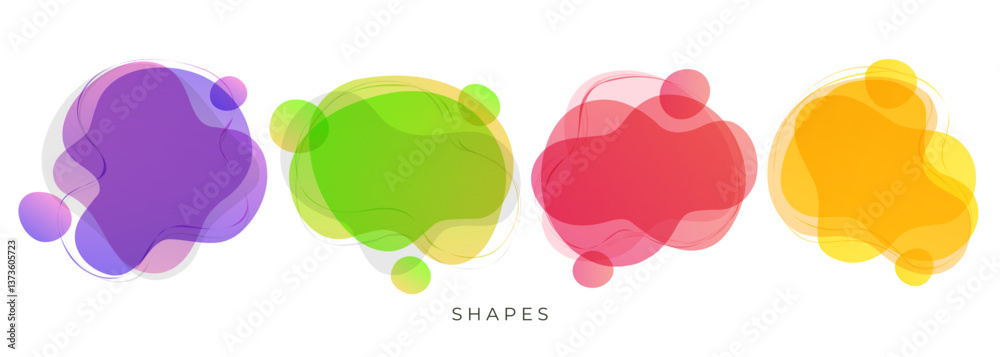 Aufkleber set of bright colored abstract liquid shapes for creative graphic design. color splashes. vector ill