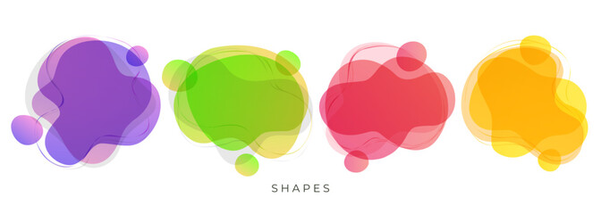 Set of bright colored abstract liquid shapes for creative graphic design. Color splashes. Vector illustration.	