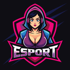 Lady Warrior Logo - Bold Female Character with Armor and Determined Look