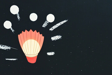 Colorful badminton shuttlecock with motion lines on dark background