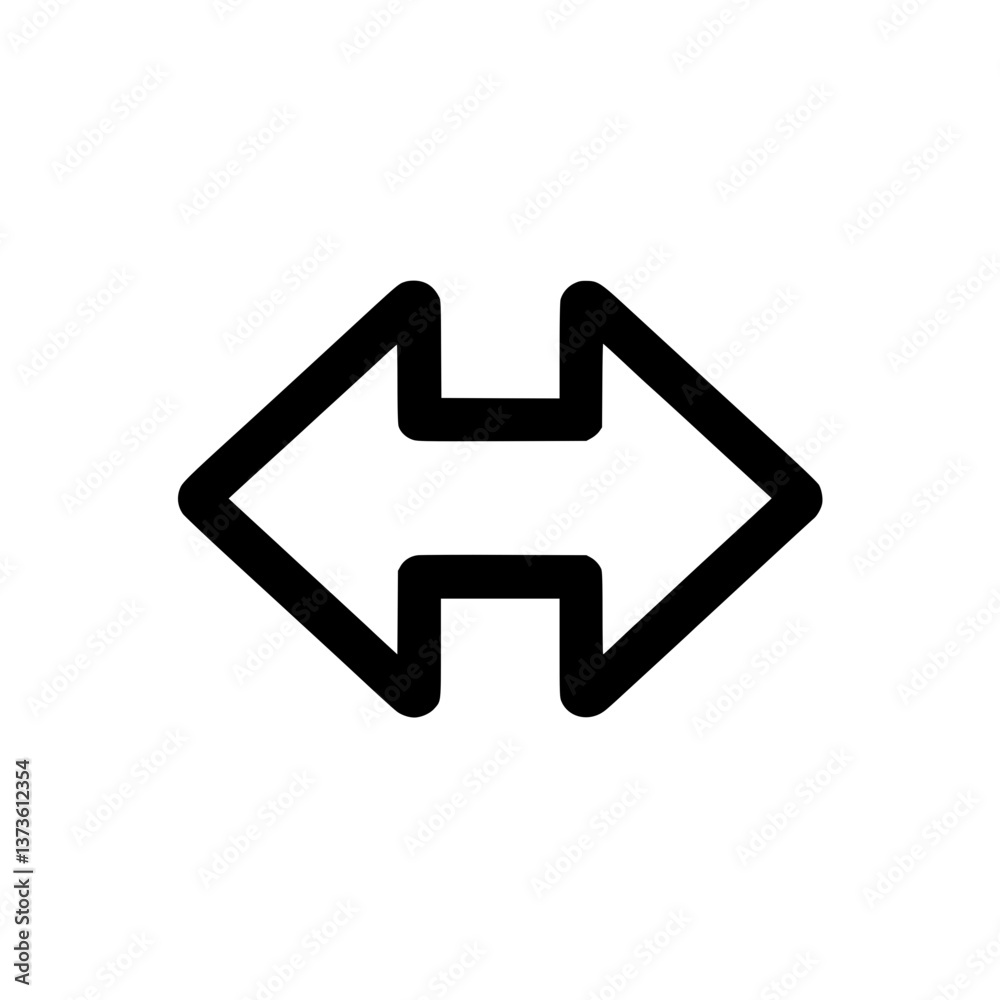 Poster symmetrical double arrow left and right facing arrows navigation symbol directional icon choice vect