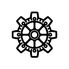 Obraz premium Detailed and vector illustration of a decorative gear with eight outer arms and a center circular hub against a clean