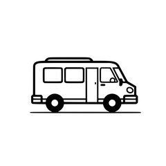 Minimalist and illustration of a recreational vehicle ideal for travel and adventure Clean vector graphics evoke a sense of simplicity and mobility