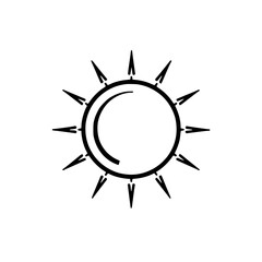 Stylized sun illustration: minimalist design radiating energy light and warmth through simple shapes and clear lines evokes summer days