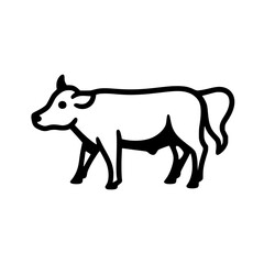 Obraz premium Simple line drawing of a livestock animal viewed from the side The animal is standing still and facing the left side of the picture