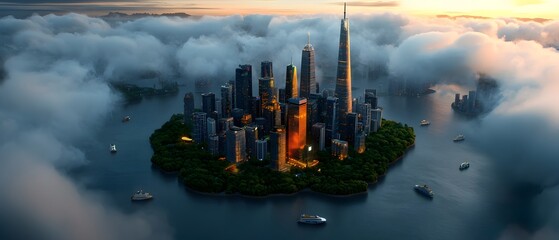 Fototapeta premium Innovative Renewable Energy Technologies Powering a Futuristic Megacity Skyline Autonomous Solar Trackers Intelligent Energy Management Systems