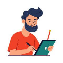 young man with laptop computer on an isolated background