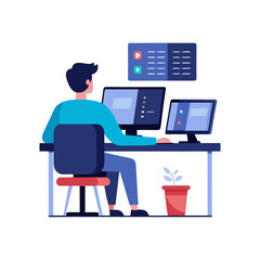 business man working on laptop on a isolated background