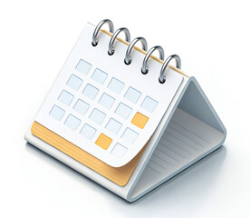 Desk Calendar With Yellow Accents and Spiral Binding for Scheduling Organization