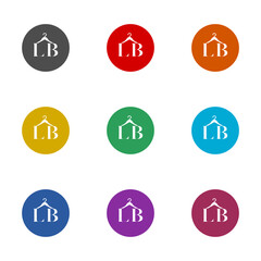 LB letter logo icon isolated on white background. Set icons colorful