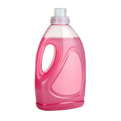 Pink Liquid Detergent in transparent Bottle on transparent background, Transparent Packaging for Cleaning & Laundry