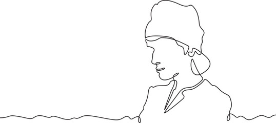Continuous one line drawing  portrait of a doctor. Attending physician in hospital clothes. Medicine.