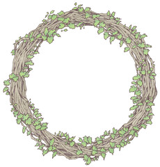 ツタと枝のリース素材