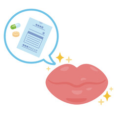 薬剤と調子が良い唇のイラスト