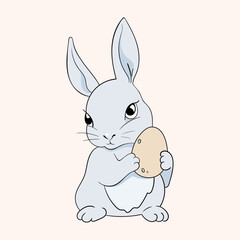 Easter bunny. Cute Girlish bunnies for kids. Rabbit or hare, spring festive animal. Hand Drawn holiday decent vector character