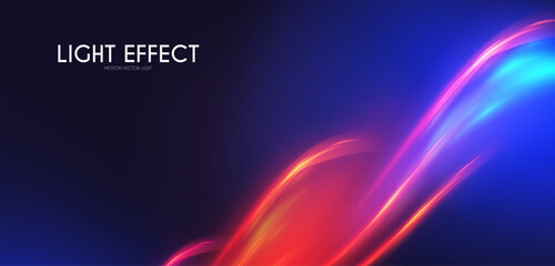 Abstract motion light effect. Energy power design. Blue and gold, red light