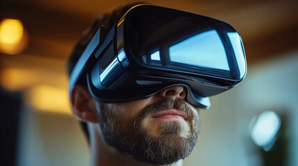 Man in VR glasses, virtual reality