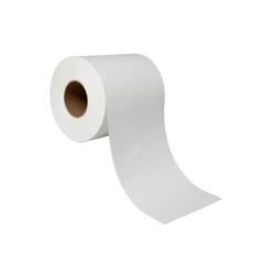 A single roll of white toilet paper with a clean and simple design.