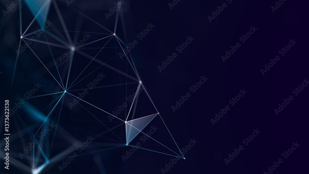 Leinwandbilder Abstract digital communication points. Technological background. Network connection structure. Color plexus effect. 3D