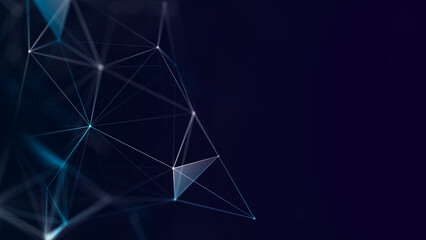 Abstract digital communication points. Technological background. Network connection structure. Color plexus effect. 3D