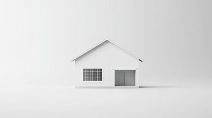 Minimalist white house on plain background, evoking simplicity