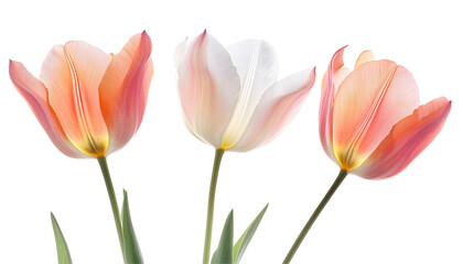 Naklejka premium Three transparent tulips , clipping path - 