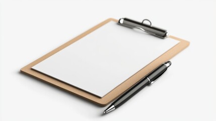 Wooden Clipboard with Paper and Pen
