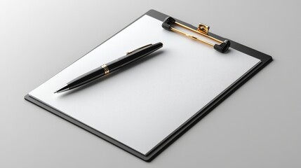 Naklejka premium Clipboard with Pen on a Light Background