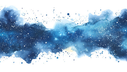 Watercolor night space with stars border, , clipping path  -  
