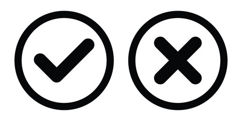 Check box icon with right and wrong buttons and yes or no checkmark icons vector illustration isolated on white background.