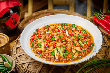 Spicy and classic Sichuan cuisine (the text in the picture means 