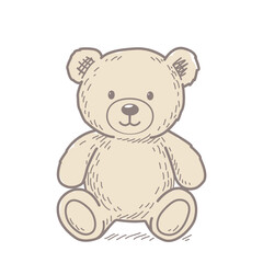 Cute teddy bear sketch. vector illustration in sketch style on white background