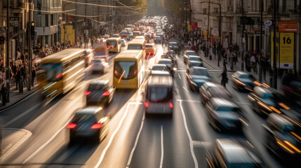 Rush Hour Traffic in City Light