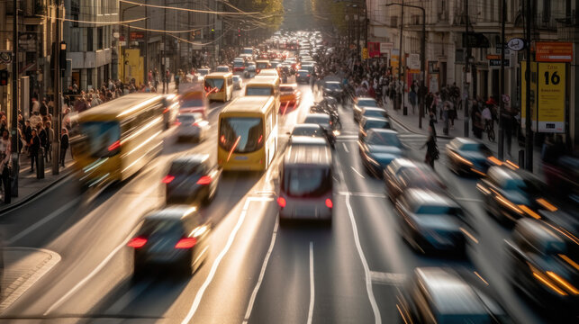 Rush Hour Traffic in City Light