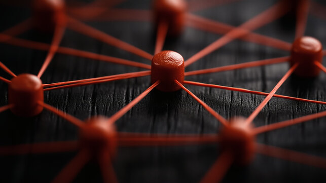 red interconectada con esferas rojas y hilos