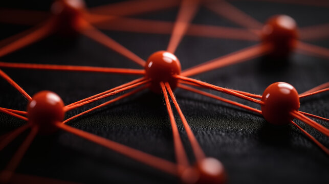 red interconectada con esferas rojas e hilos