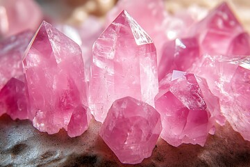 Fototapeta premium Pink Quartz Crystals Close-up