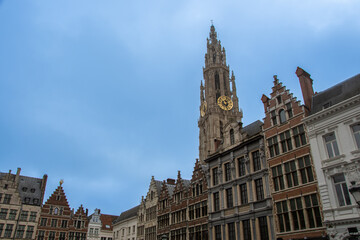 The tower of the Cathedral of Our Lady in the Belgian city of Antwerp