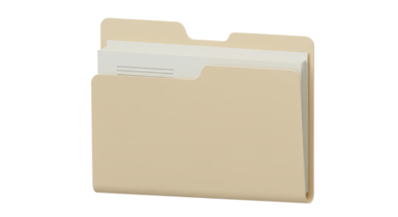 Isolated Beige File Folder with Documents for Organization