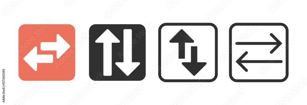 Poster change exchange sort order arrows icon set ui element graphic simple button, transfer swap filter si
