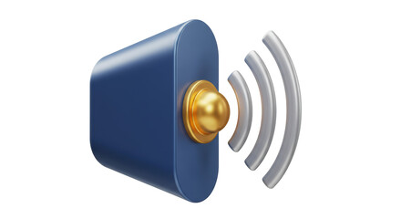 Isolated Blue Speaker Icon with Sound Waves