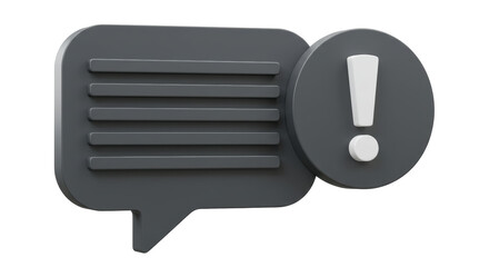Isolated Gray Speech Bubble with Exclamation Mark Symbol