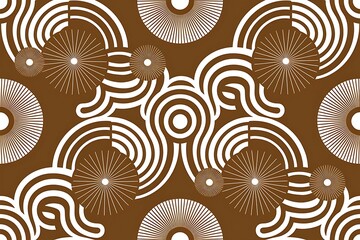 Abstract geometric seamless pattern. Vector decorative floral background. Swirls, spirals, radial circles, lines, stripes, shapes, flowers. Modern ornaments. Design for fabric, textile, prints, decor