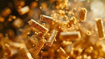 Premium wood pellet fuel made from recycled biomass, promoting zero-waste energy solutions.