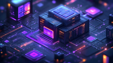 Futuristic digital technology structure