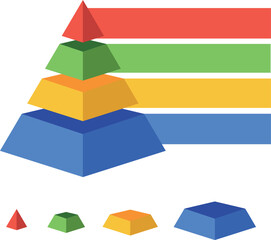 Infografica piramidale a livelli con colori vivaci (rosso, verde, giallo e blu). Ideale per presentazioni, grafici, analisi gerarchiche e concetti di crescita o struttura