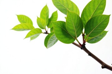 Single isolated tree branch on white background, isolation, tree branch, wooden