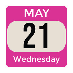 Fototapeta premium 21 May, Wednesday, Date template, Useful design for calendar or event promotion